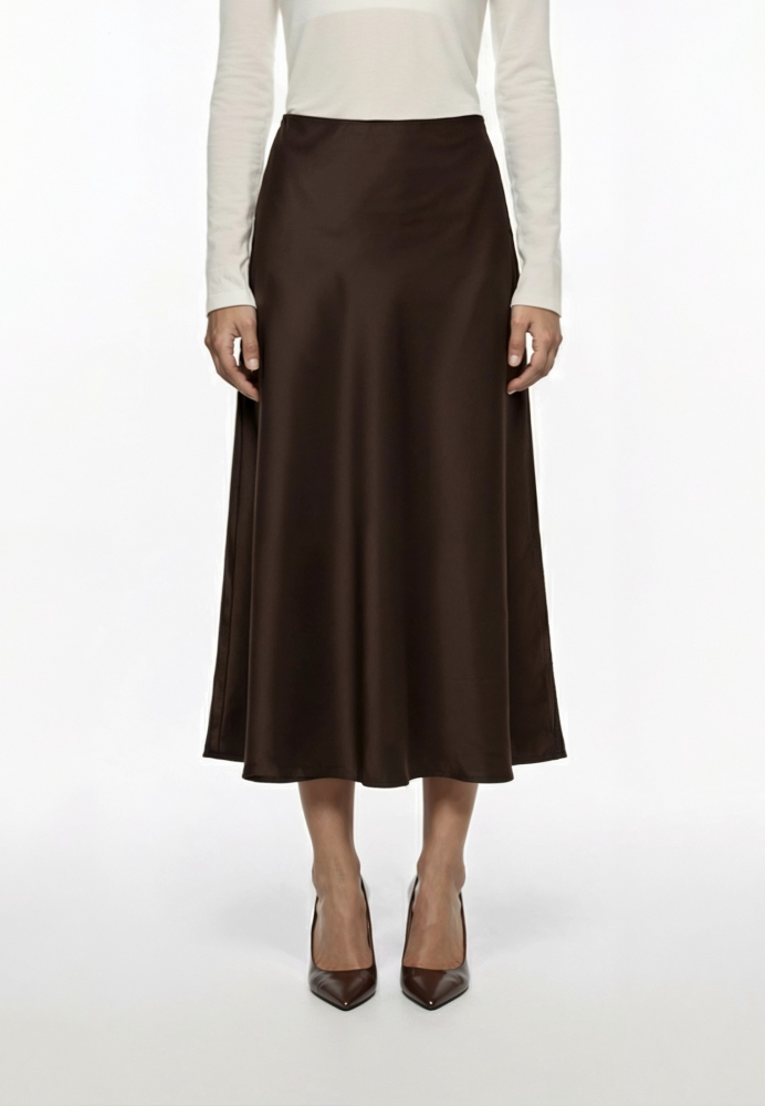 Юбка миди из атласа