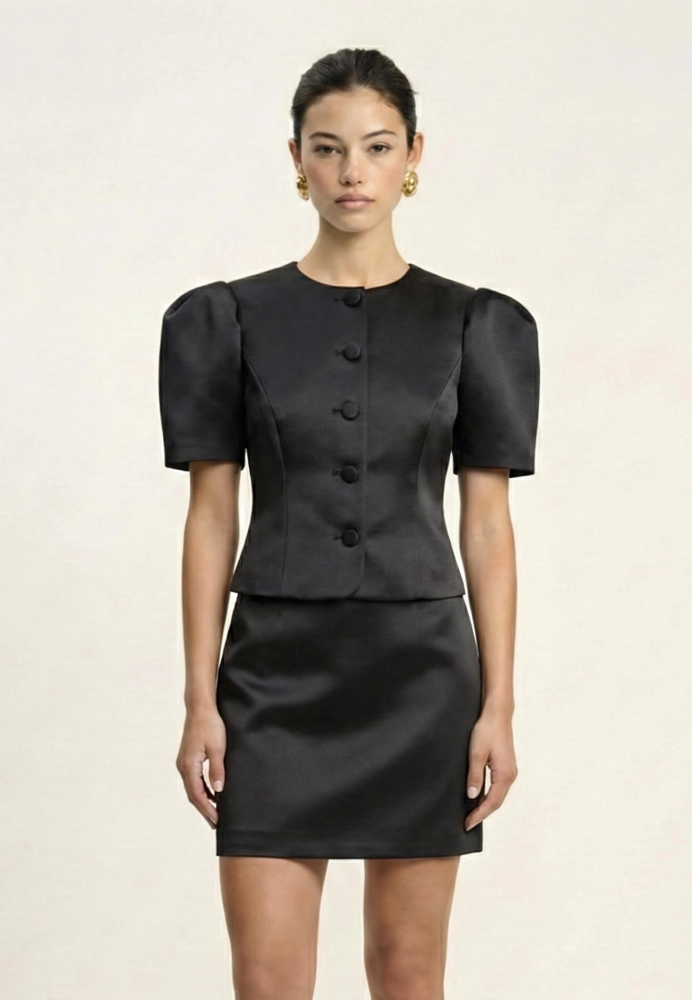 Жакет с объемными рукавами из сатина