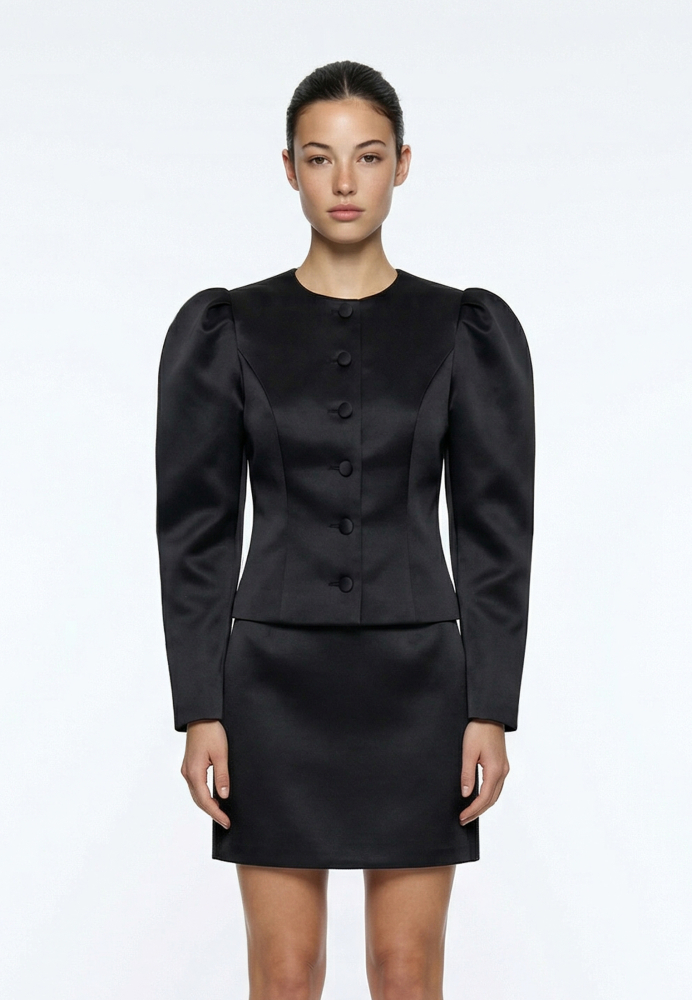 Жакет из сатина с рукавами буфами