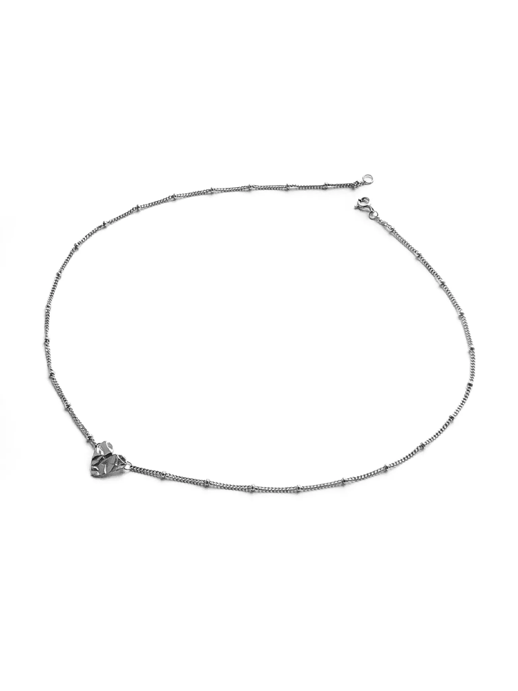 Серебряное колье-сердце «Текстура любви» мини