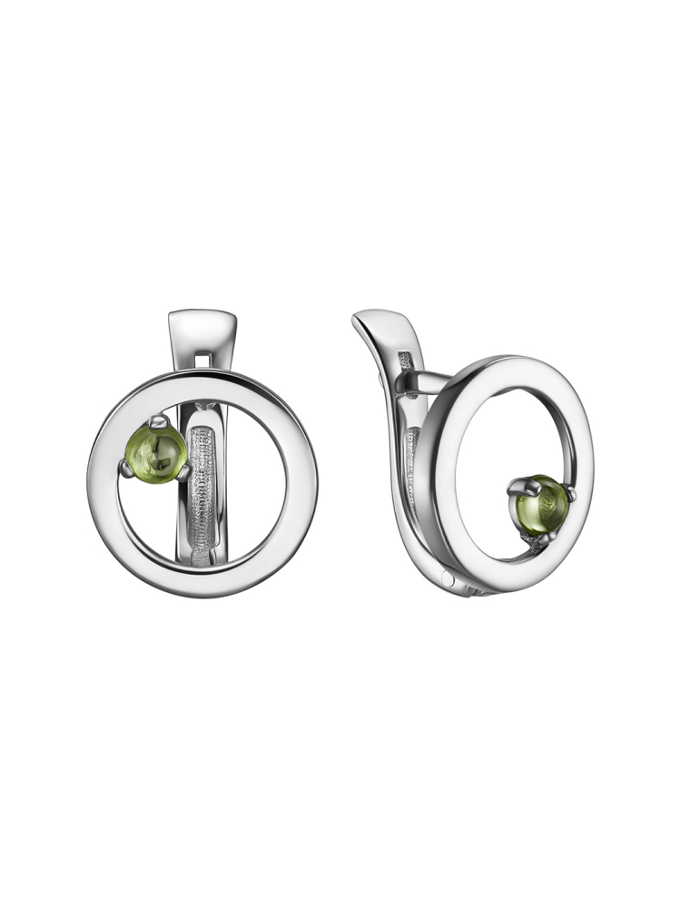 Серьги Орбиты с хризолитом
