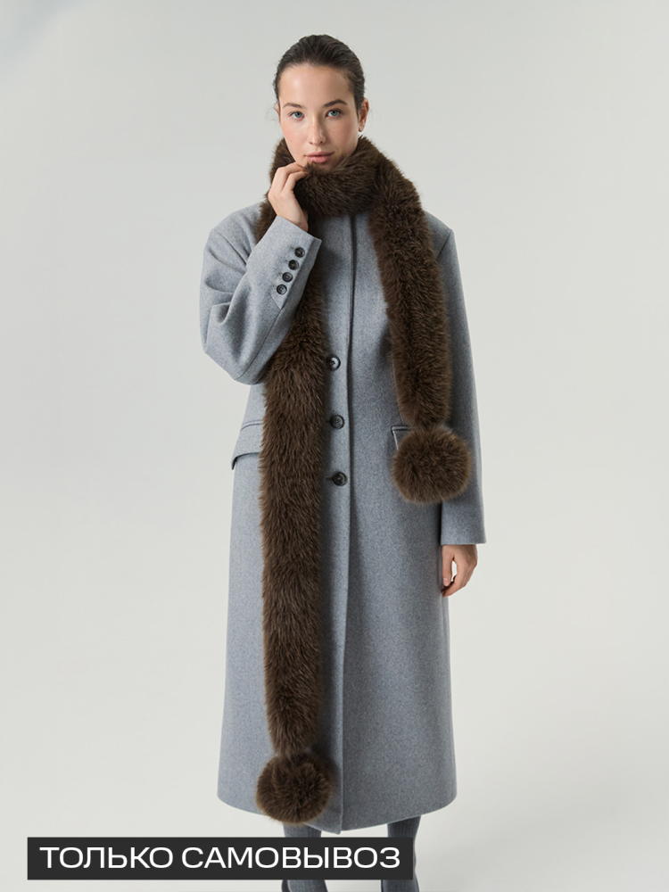 Шарф под песца с помпоном