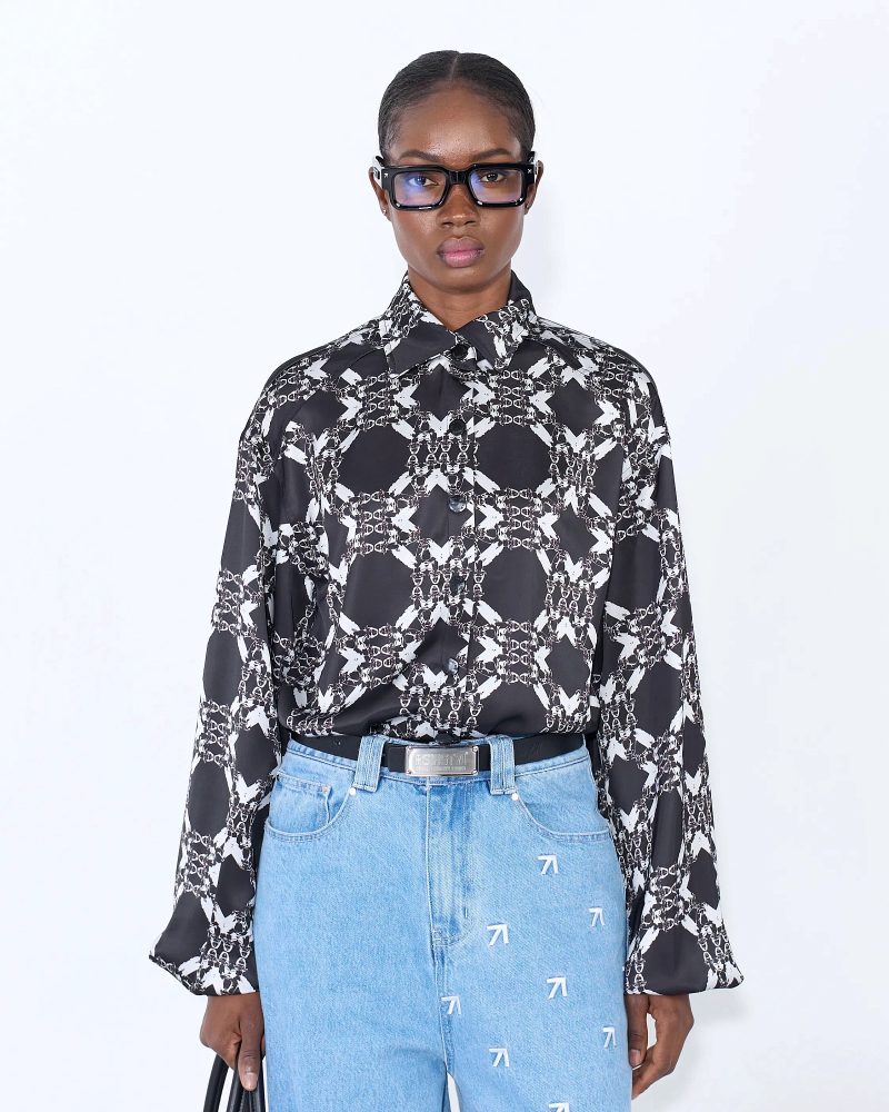 Сорочка SATIN PATTERN GRAY