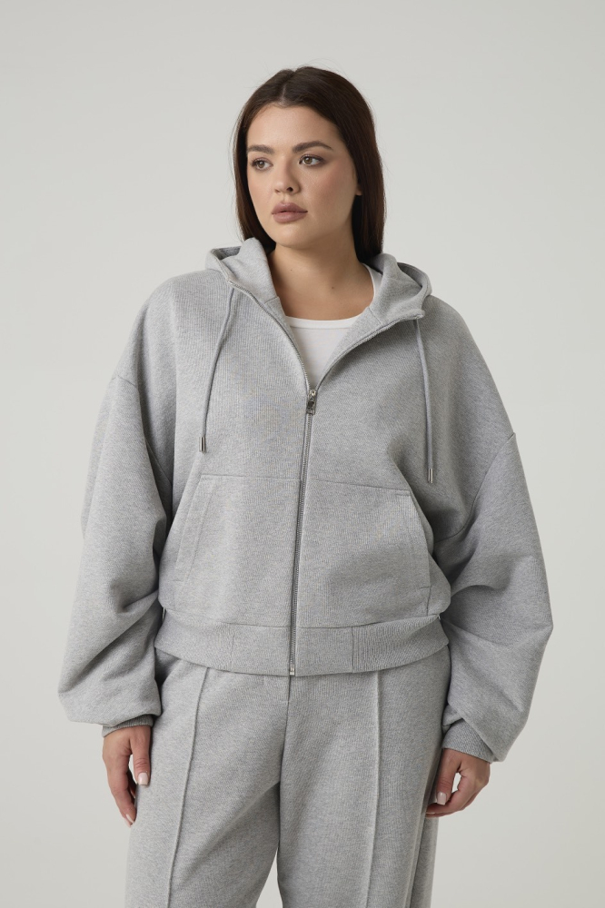 Худи на молнии из футера с капюшоном