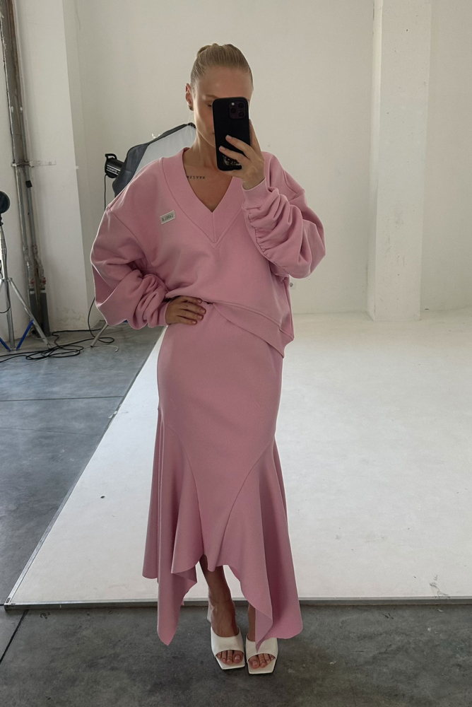 Юбка с клиньями из фактурного трикотажа LIGHT PINK