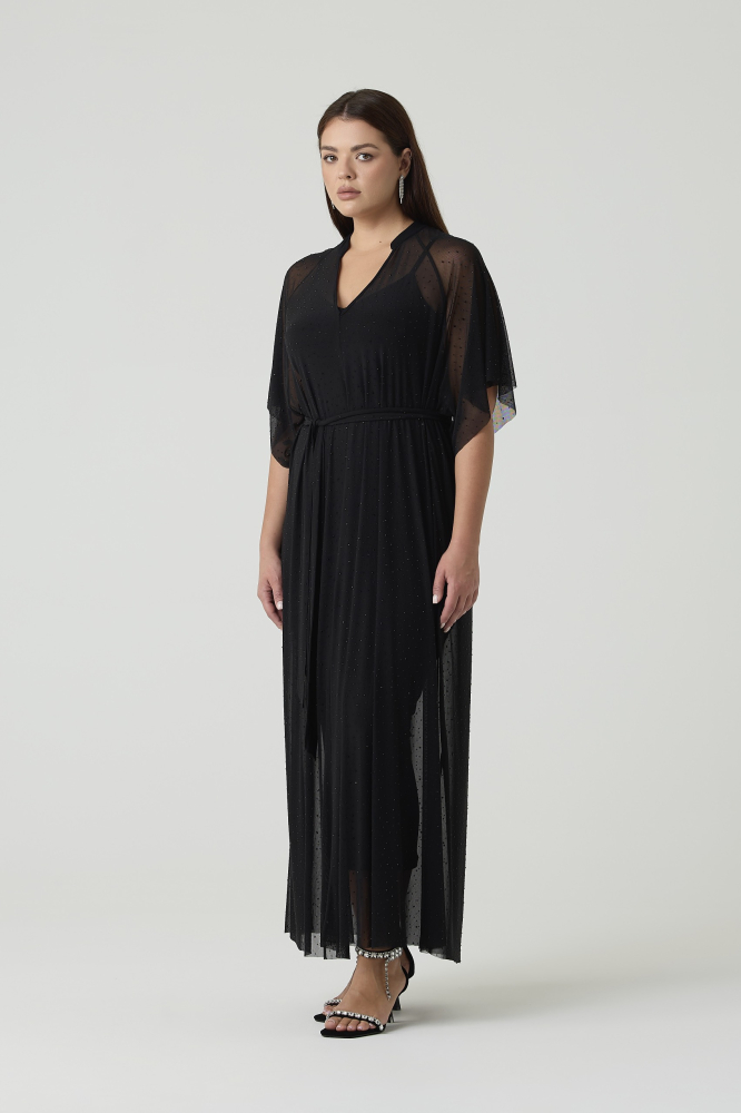 Платье-туника из сетки со стразами