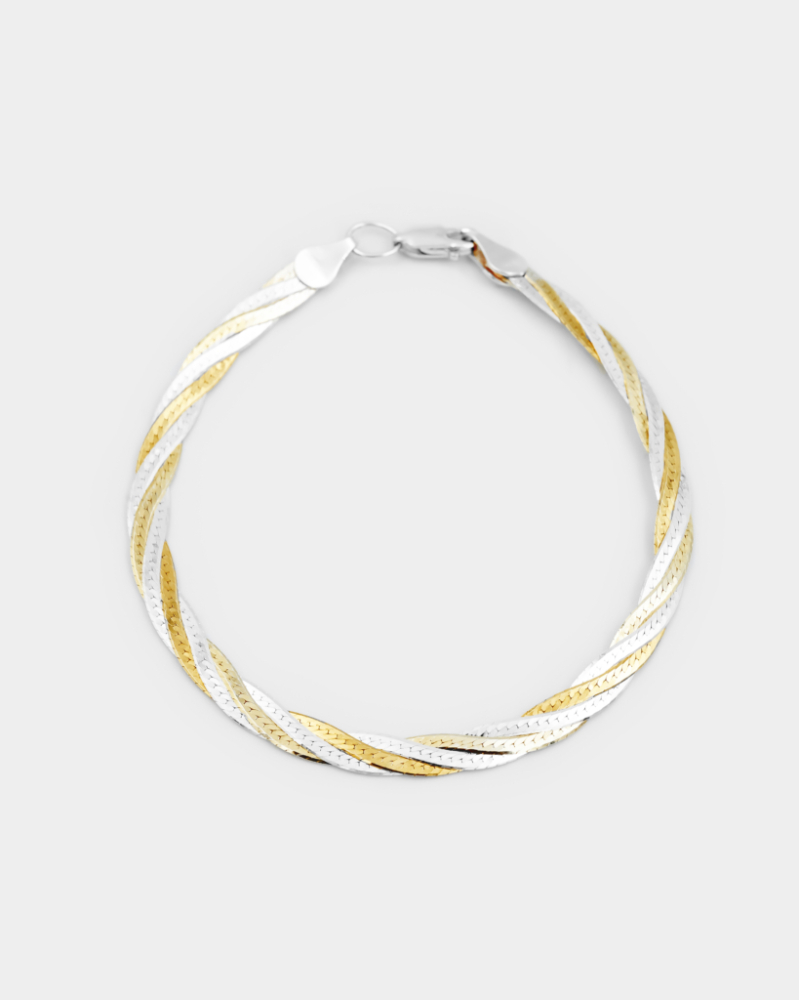 Биколорная цепь-браслет плетения снейк Vari