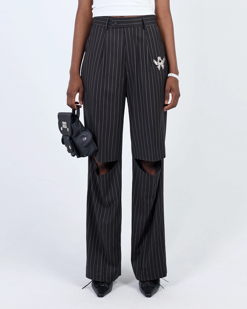 Брюки CL71 stripes с разрезами black women