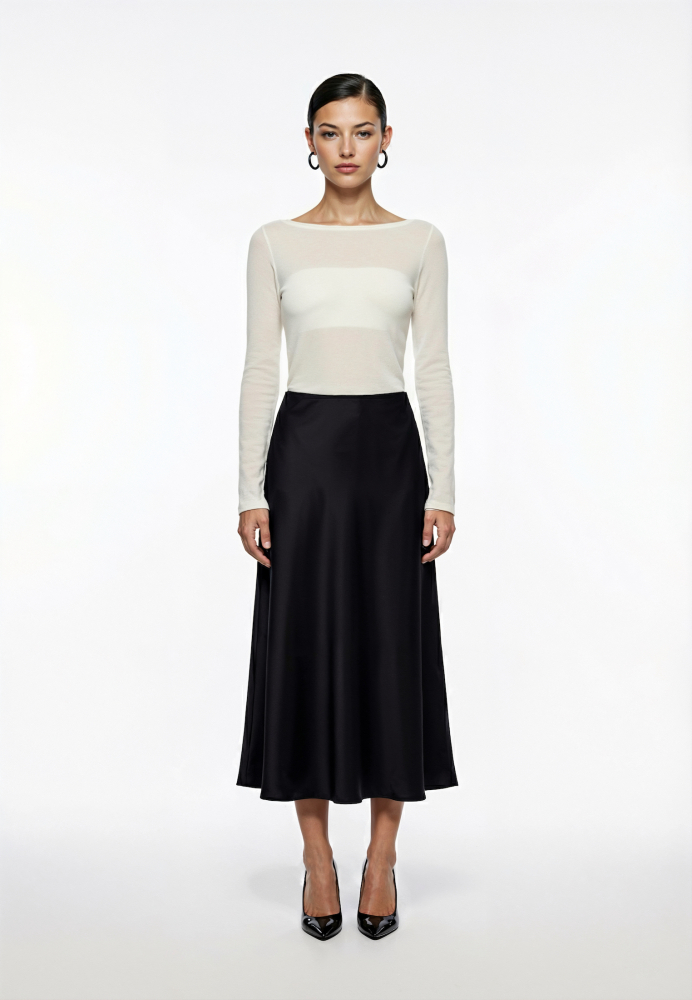 Юбка миди из атласа