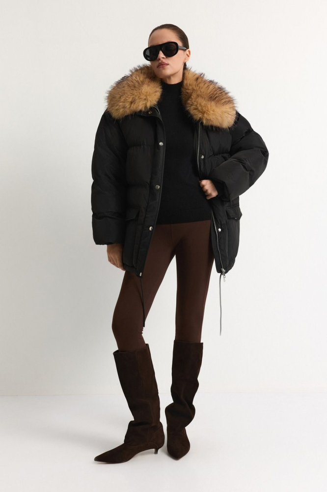Пуховик с меховым воротником