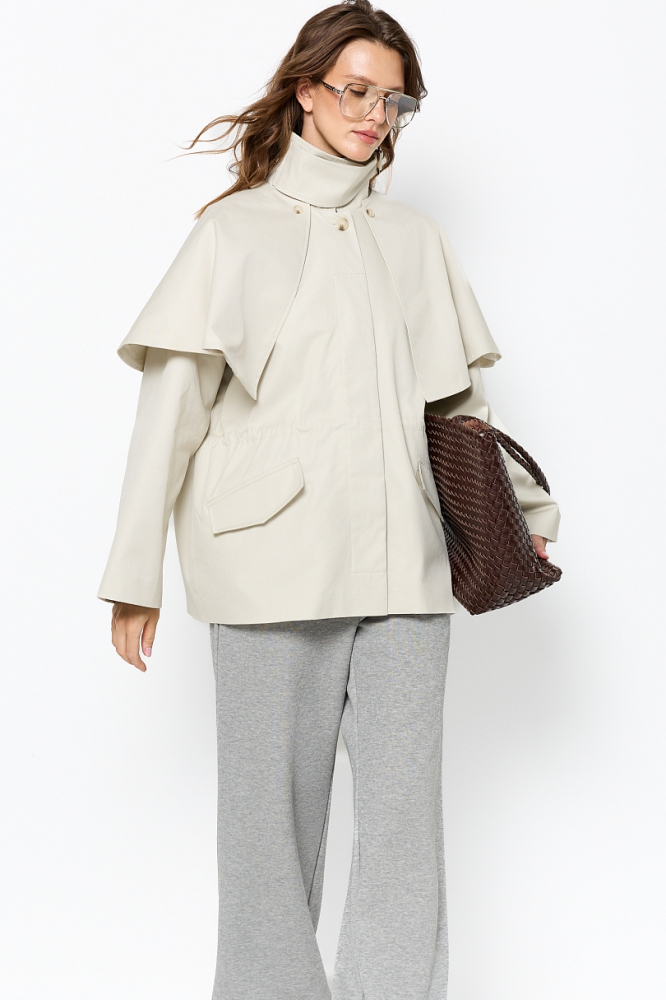 Тренч со съемным кейпом из хлопка с пропиткой