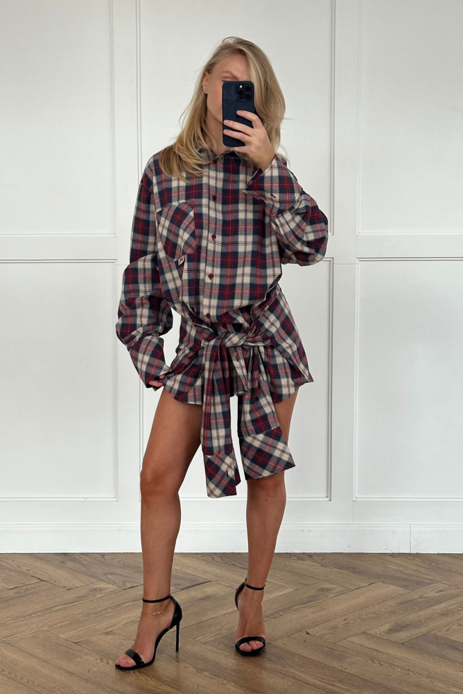 Платье-рубашка в клетку