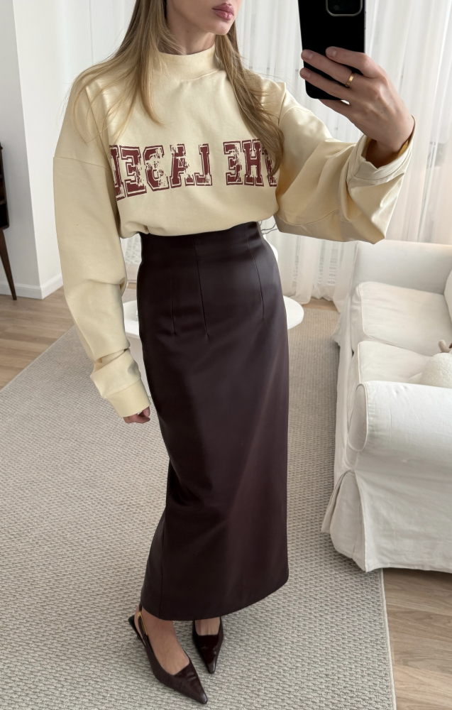 Юбка миди из экокожи BURGUNDY