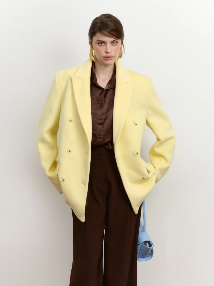 Пальто двубортное прямого силуэта