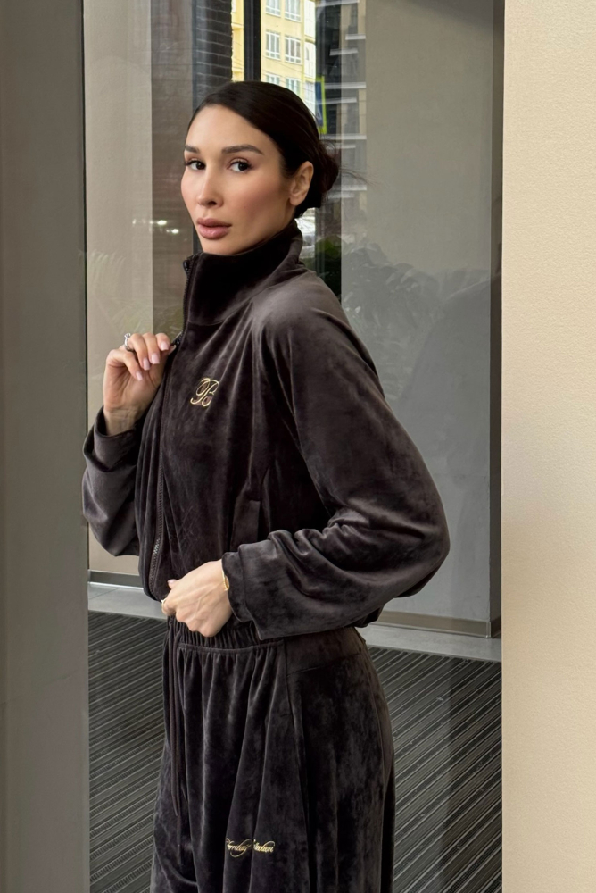 Свитшот из велюра BROWN