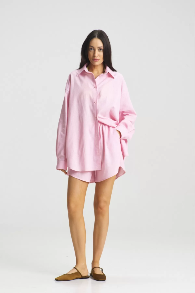 Костюм лён с шортами Pink
