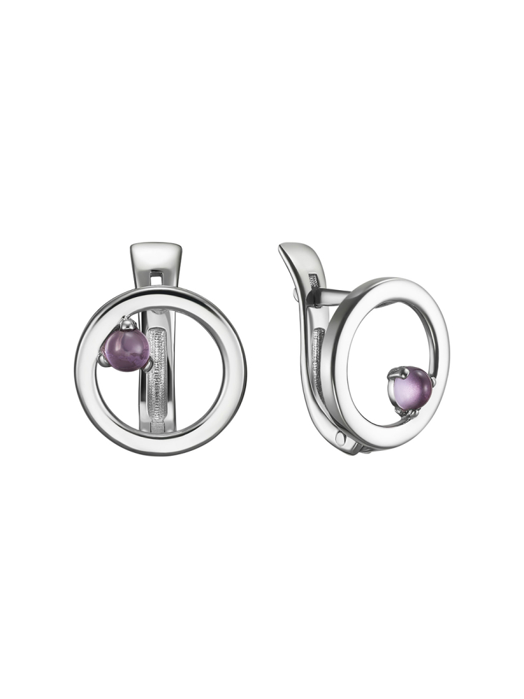 Серьги Орбиты с аметистом