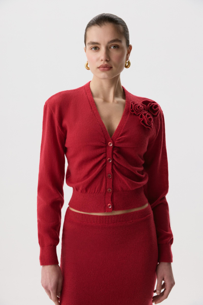 Кардиган с декоративной сборкой