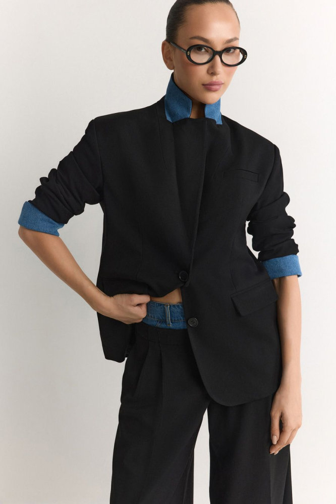 Жакет с вставками из денима