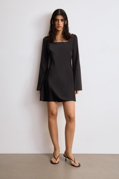 Платье с квадратным вырезом из сатина Mollis, цвет: Черный, 16-09-3518/1 купить онлайн