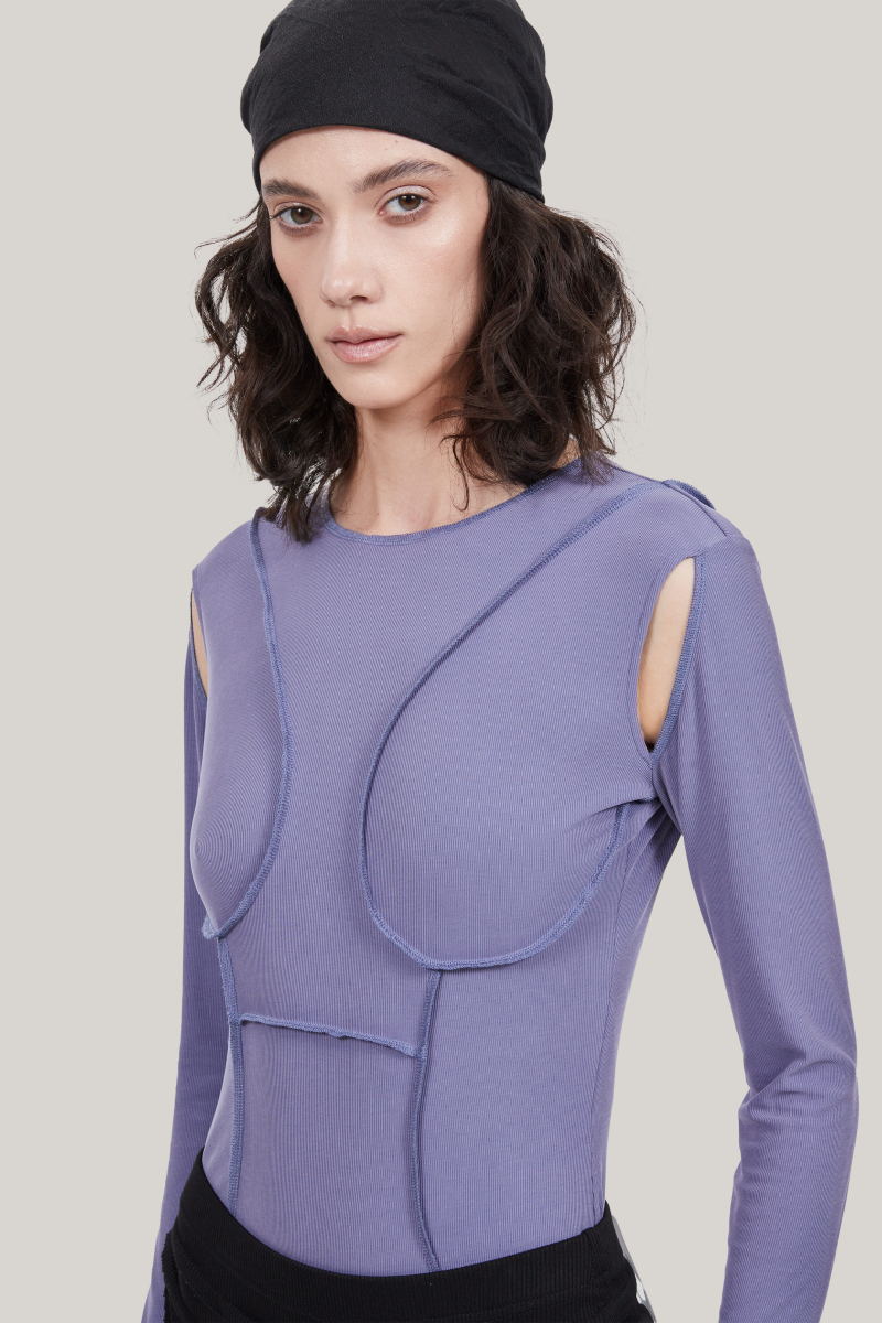 Боди с рельефами из модала в рубчик POST POST SCRIPTUM, цвет: фиолетовый, P_0209сиреневый купить онлайн