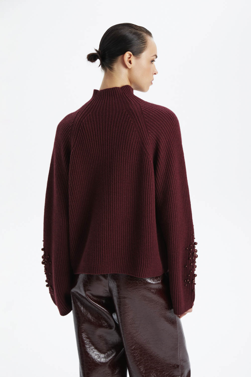 Свитер объемный с бусинами на рукавах M.REASON, цвет: Бордовый, 12.11170.463.036 W26 купить онлайн
