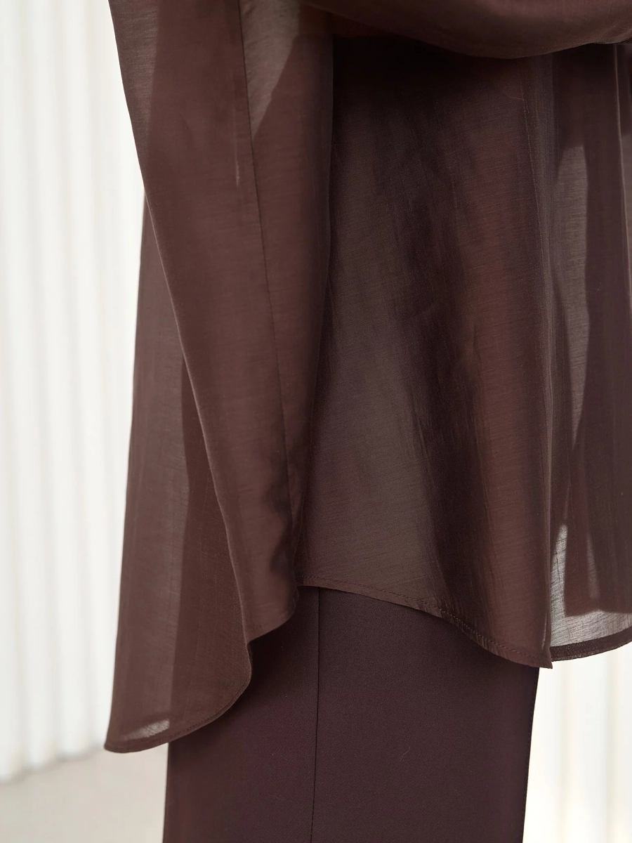 Блуза-рубашка воздушная I.B.W., цвет: шоколад, BL030 купить онлайн