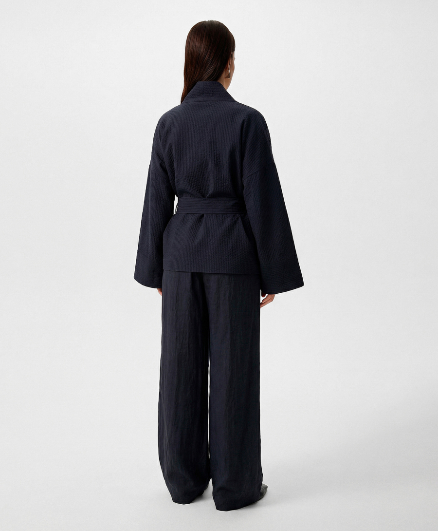 Куртка-кимоно из хлопковой ткани GLVR, цвет: синий, 126G23GAC4114 купить онлайн