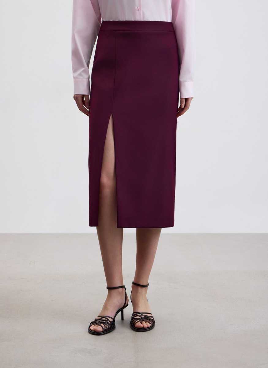 Юбка миди с разрезом ALL WE NEED, цвет: Бордовый, 2604W1792-019 купить онлайн