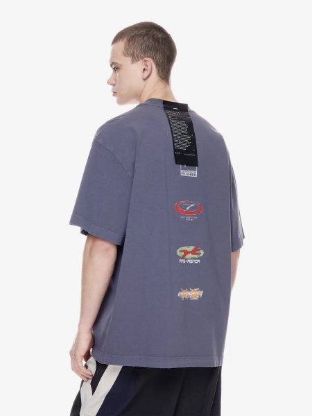 Футболка оверсайз с принтом POST POST SCRIPTUM, цвет: потертый синий, 1144.11.00.BLU купить онлайн