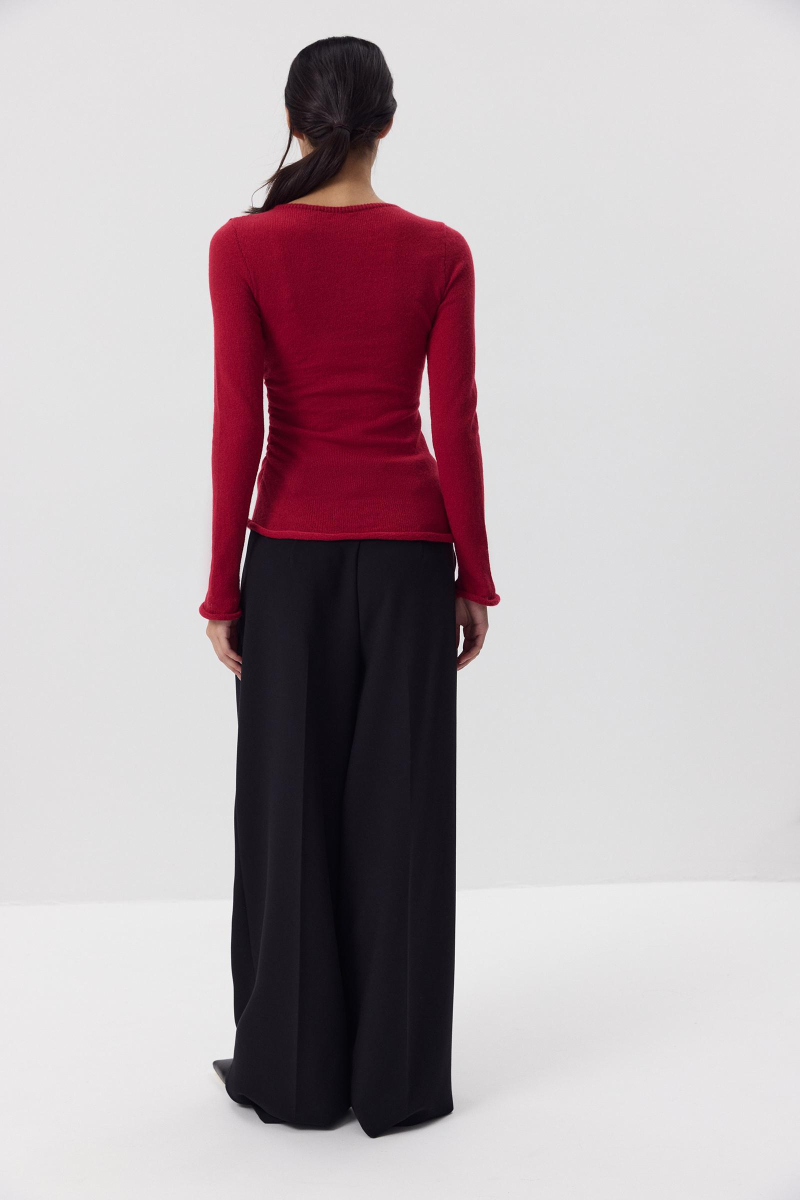 Лонгслив вязанный со сборкой Charmstore, цвет: винный, 313-43785-451 купить онлайн