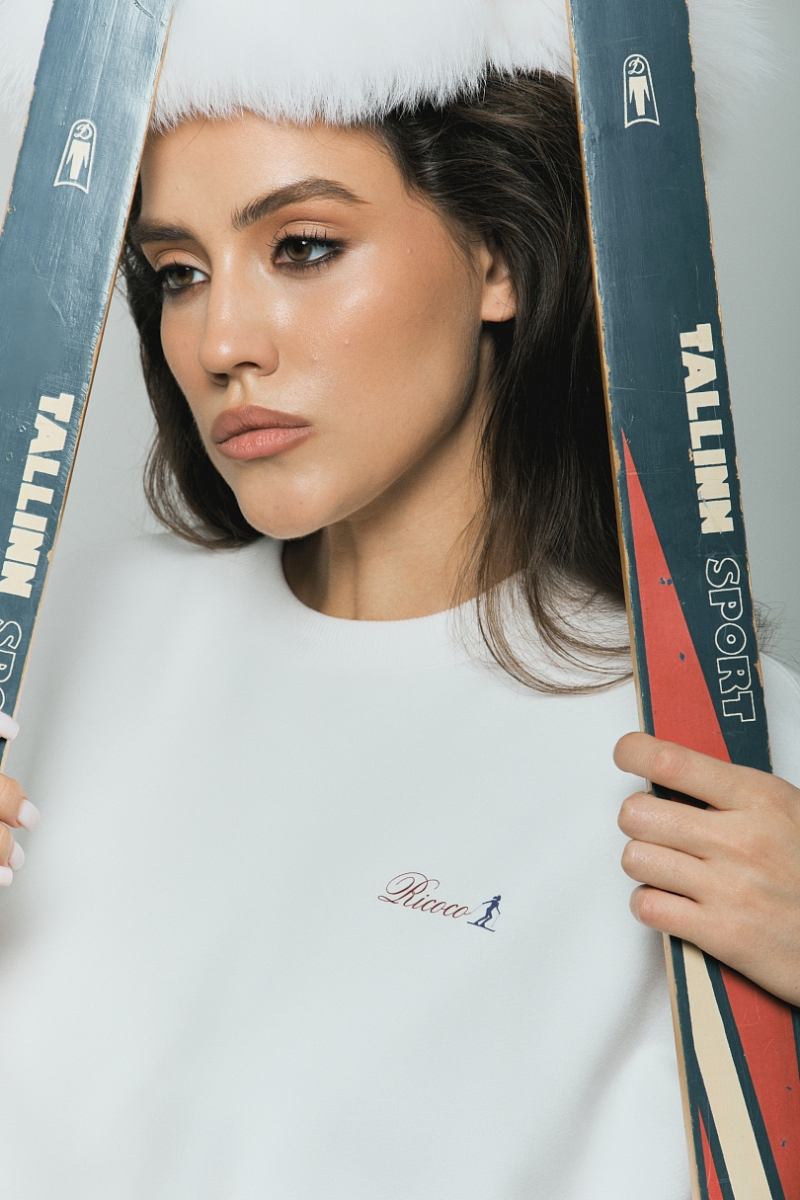 Свитшот Alpine с велюр эффектом Ricoco, цвет: молочный, 7038/1 купить онлайн