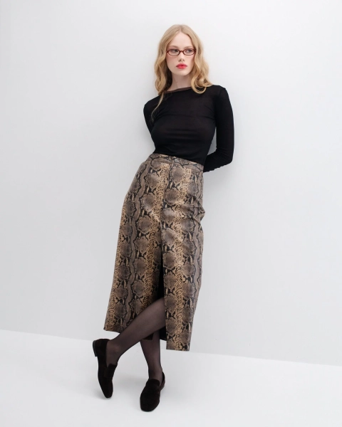 Юбка "Питон" Anmuse, цвет: коричневый, SK24А100-РТ купить онлайн