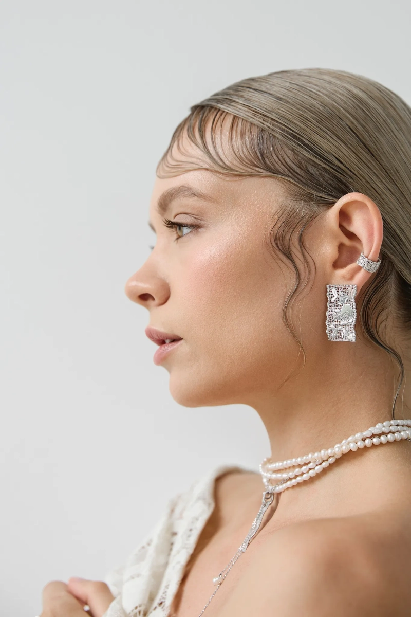 Серебряная моносерьга «Кружево» левая SBLESKOM, цвет: серебро, 12116 купить онлайн