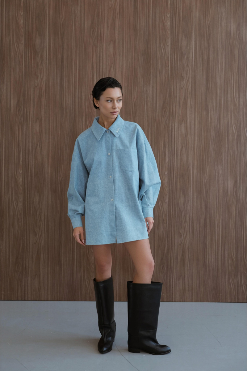 Рубашка оверсайз "Небо" Мини, цвет: голубой, НФ-00000502 купить онлайн