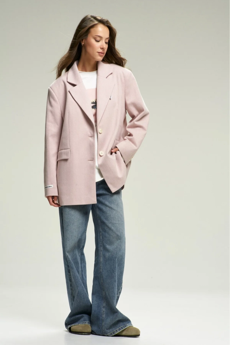 Пальто-жакет "Ёлочка" Pink Erist store, цвет: розовый, НФ-00001658 купить онлайн
