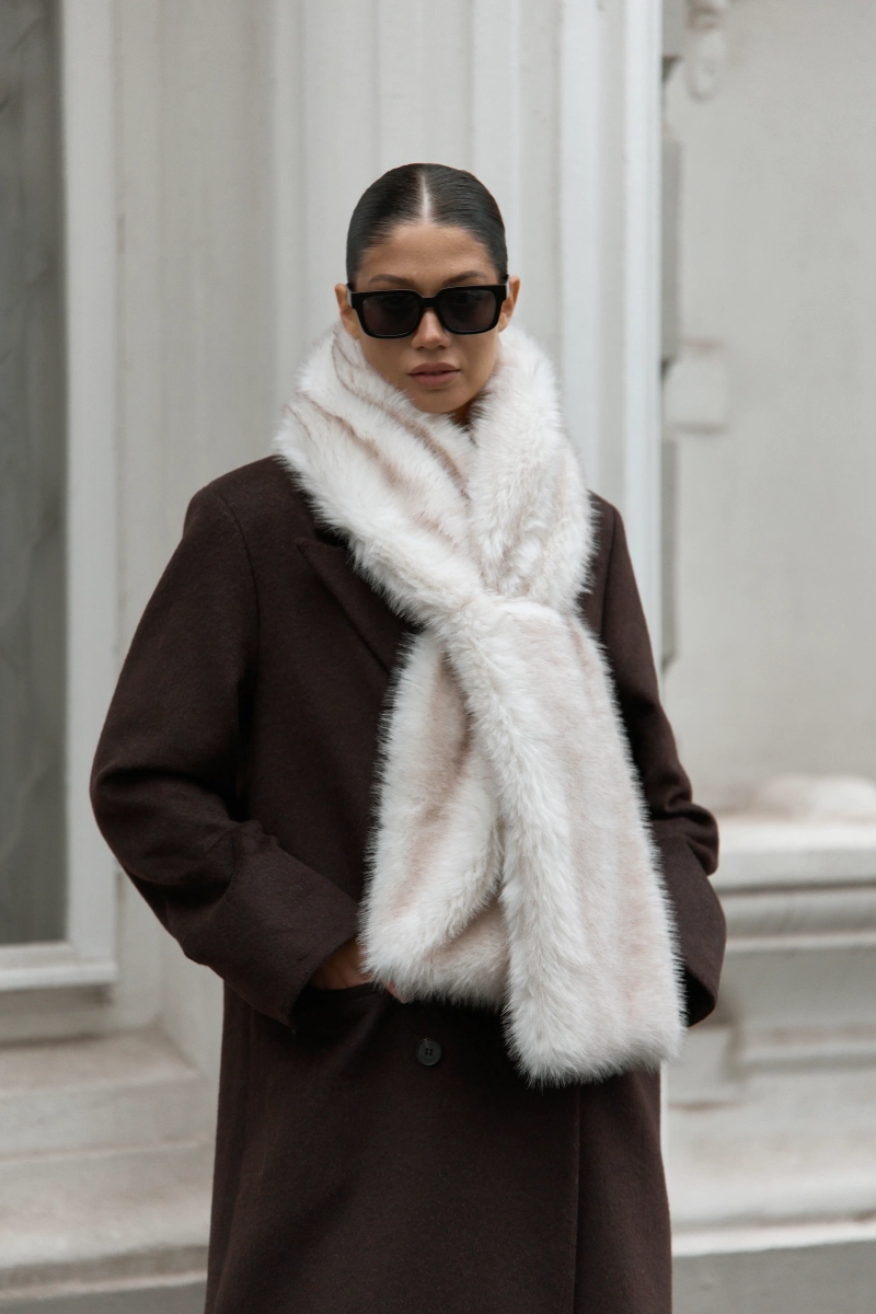 Шарф из экомеха Ricoco, цвет: молочный 7005/1 купить онлайн