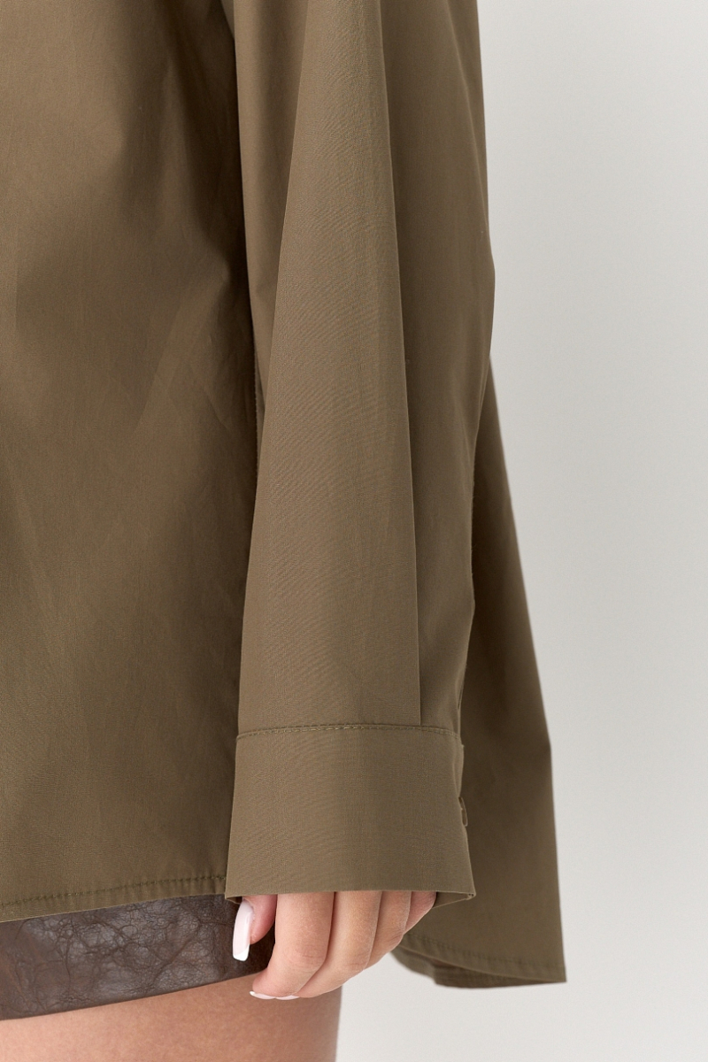 Рубашка оверсайз из хлопка Ricoco, цвет: оливковый, 7000/2 купить онлайн