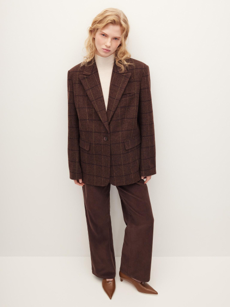 Жакет твидовый в клетку Chaika, цвет: коричневый, AW25BZ01-145 купить онлайн