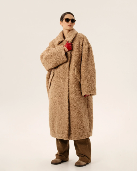 Пальто FUR BEIGE Anmuse, цвет: бежевый FUR24W113-BEG со скидкой купить онлайн