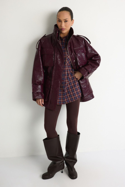 Парка из лаковой экокожи TOPTOP, цвет: Бордовый, TTS.045.18555.330 купить онлайн