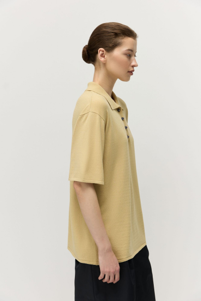 Поло с пуговицами-леденцами AROUND, цвет: горчичный,  купить онлайн