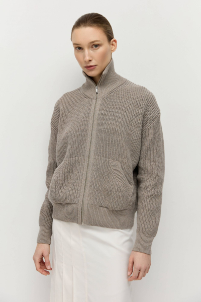 Кардиган на молнии из переработанного хлопка AROUND, цвет: Серо-бежевый, 259_27C05 купить онлайн