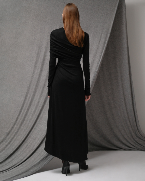 Платье с драпировкой из вискозы ASYA SEMYONOVA, цвет: black, 00-00001964 купить онлайн