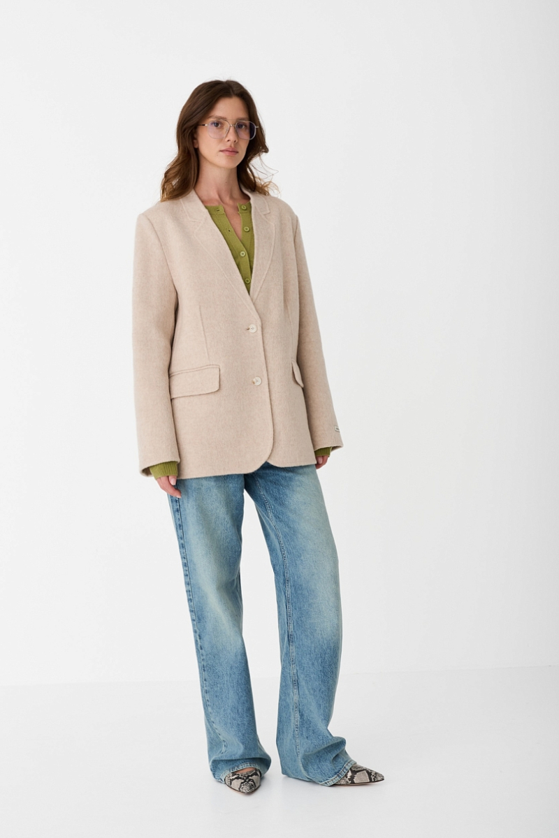 Пальто укороченное из шерсти Ricoco, цвет: бежевый, 5000/2 купить онлайн