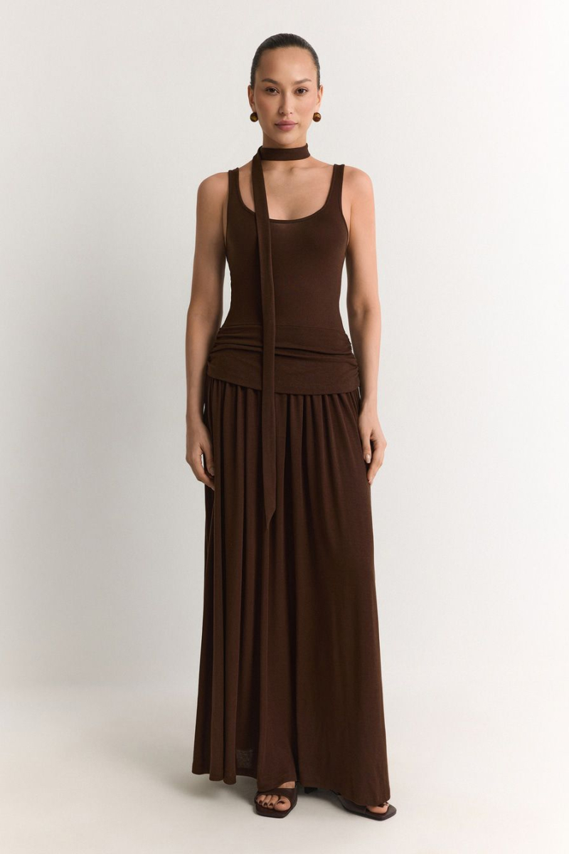 Платье с декоративными сборками TOPTOP, цвет: коричневый, TT.012.19262.700 купить онлайн