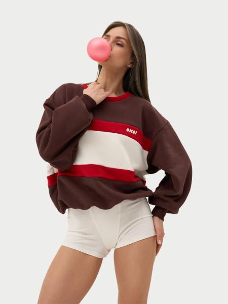 Свитшот с цветными вставками ONSI, цвет: коричневый,  купить онлайн