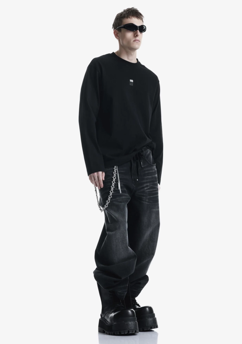 Лонгслив с тональным логотипом KRAKATAU, цвет: Черный, Tu125-1 купить онлайн