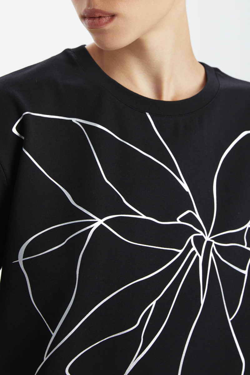 Футболка прямого кроя с абстрактным цветочным принтом M.REASON, цвет: Черный, 6.9236.34.T1717.1 купить онлайн