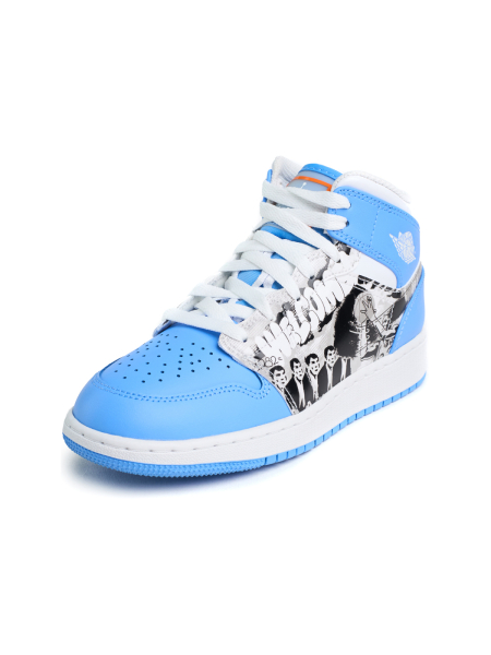 Кроссовки подростковые Jordan 1 Mid "Sneaker School Game NKDADDYS SNEAKERS, цвет: голубой DR6492-100 купить онлайн